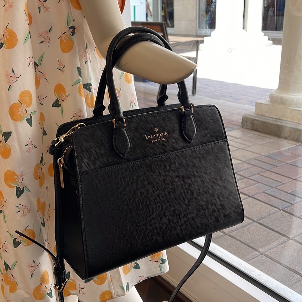 Kate Spade Madison Safiano Leather Medium Satchel Handbag 
COLOR: Black 
NWT - Picture 5 of 16